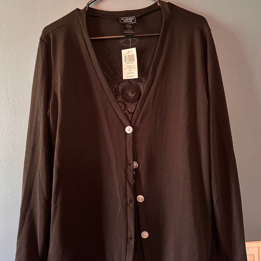 Midnight Hour black cardigan with Planchette design - Picture 2 of 2